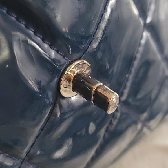 Authentic Chanel In The Business Flap Bag Quilted Patent Vinyl Maxi - Picture 9 of 16